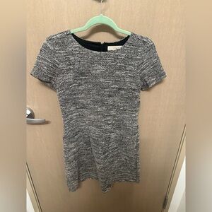 LOFT Black and Gray Tweed Short Sleeve Dress Size 6 Petite with pockets